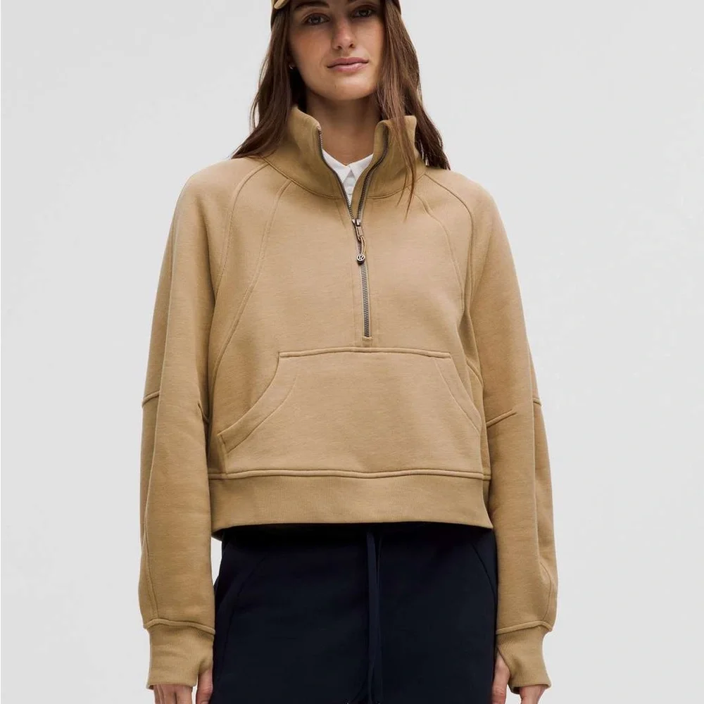 Lululemon Scuba Oversized Funnel-Neck Half Zip - Filbert Tan